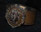 Rare Antique Victorian Mourning Vulcanite Bacchante Cameo Wide Cuff Bracelet
