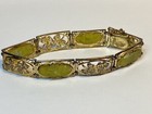 Irish Connemara Marble 925 Silver Panel Bracelet Green Stone 4 Leaf Clover Case