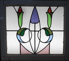 Abstract Floral Midsize Old English Leaded Stained Glass Window 24 x 21 1 4 