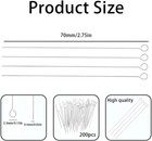 200pcs Stainless Steel Eye Pins 70mm Jewelry Making Beads Earring Pendant Diy