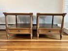 Antique Vintage French Regency Henredon Solid Wood Side Tables Set Of 2