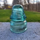 Vintage W  Brookfield New York Aqua Blue Glass Telegraph Line Insulator Cd 133