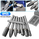 8pcs Tungsten Carbide Burrs Rotary Burr Set Head 1 4   Shank Die Grinder Bit Us