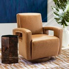 Set Of 2 Swivel Accent Chair Faux Leather Swivel Armchair With Solid Wood Base