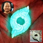 Leklai Lucky Green Moon Pearl Glow Stone Naga Snare Somporn Thai Amulet  17682