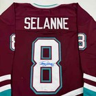 Autographed signed Teemu Selanne Anaheim Maroon Retro Hockey Jersey Jsa Coa