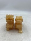 Vintage Jade Pi Yao Guardian Lion Pair Carved Stone Statues Feng Shui Decor