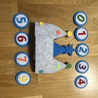 Felt Crown Blue grey With Star  Number Plates 0-9 Birthday