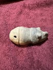 Antique Hand Made South American  Stone Pottery Rino   Hippo Flute Hand Designed