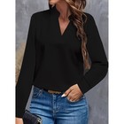 Women V Neck Long Sleeve Shirt Office Elegant Chiffon Blouse Casual Tops