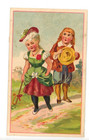 3 1880svictorian Trade Cards Children Kitten Prank Girl Flowers Chromolithograph