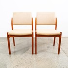 Mid Century Danish Modern Dining Chairs Set 2 Tan Teak Wood Svegards Pair Sweden