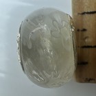 925 Sterling Silver Glass Bead European Lampwork Clear White Millefiori Flowers