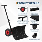 Wheeled Snow Pusher Snow Shovel Adjustable Angle Manual Snow Plow Patio Sidewalk
