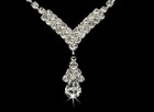 Rhinestone Crystal Teardrop Bridal Wedding Necklace   Earring Jewelry Set Dc05