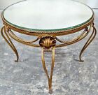 Vintage Italian Mid-century Modern Gilt Metal   Mirror Top Round Coffee Table