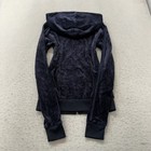 Juicy Couture Women s Navy Blue Velour Zip-up Hoodie Pockets Classic Y2k Size M