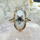 Mother Of Pearl Eastern Star Masonic Ring Vintage Estate 10k Yellow Gold Sze 5 5