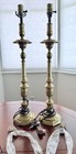 Tall Pair Brass Classic Pillar Table Lamps 3-way Traditional