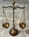 Vintage Brass Balance Scale Of Justice Featuring Floral Enamel Detailing