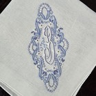 Vtg Exceptional Madeira Embroidered Cotton Linen Hankie Handkerchief Monogram B