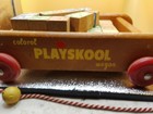 Playskool Colorol Wagon Pull Toy Wooden W 41 Letter Blocks 1970s Era