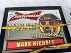 Budweiser Usmc Salutes Us Marines Mirror Bar Sign  customizable Name Plate 