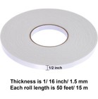 2 Rolls Double Sided Foam Tape White Pe Foam Tape Sponge Soft Mounting Adhesive
