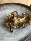 Vintage Ladies Writing Desk Victorian Inkwell Ornate Art Nouveau Patina