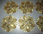 8 Antique Victorian Glass Curtain Tie Back Amber Rosette Flower