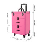 Rolling Makeup Train Case Cosmetic Trolley Makeup Storage Organizer Luggage Box
