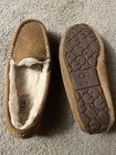 Ugg Moccasin Slippers Womens Size 8 Brown Suede Sheepskin Lined Indoor 1106