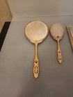 Vintage Ornate Vanity Set With Hand Mirror  Brush   Comb-gold Floral Design
