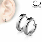 Stainless Steel Small Dome Hoop Huggie Earrings Pair 2 5 Mm Wide 20 Ga Silver