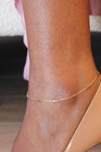 Bar Beads Anklet 10k Solid Gold 1mm Cable Chain Adj 9  Women