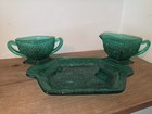 Vintage Tiara Sandwich Indiana Glass Emerald Green  Creamer   Sugar Set With   