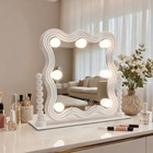 Wavy Hollywood Vanity Mirror With Lights 3 Color Modes 360   Rotation