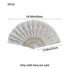 Qiangxingyai Pack Of 2 Peacock Pattern Sequin Fabric Hand Fans Black And Whit   