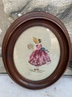 2 Antique 19th Cent  Petite Needle Point Walnut Picture Frame Tapestry Victorian