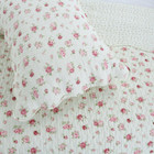 Cozy Shabby Chic White Pink Red Green Leaf Cottage Soft Romantic Rose Quilt Set
