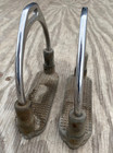 Used State Line Tack 5  Stainless Hinged   Jointed English Stirrups Irons W pads