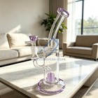 10in Glass Water Pipe Bong Purple Clear Recycler 14mm Vortex Smoking Bubbler