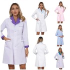 Us Womens Lab Professional Medical Coat Lapel Big Pockets Doctor Nurse Uniform