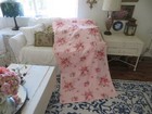 1950 s Barkcloth Era Mcm Pink Roses On Pink  Never Used Cotton Fabric Yardage