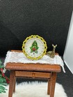 Miniature Dollhouse Christmas Tree Faux Porcelain Footed Metal Bowl  c6