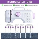 Portable Min Sewing Machine For Beginners With 12 Built-in Stitches  2-speed Con