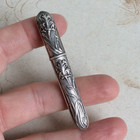 Antique Iris Silver Needle Case 1900 Art Nouveau Sewing Haberdashery