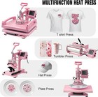 15 x15  5in1 T-shirt Heat Press Machine Transfer Sublimation Mug Hat Plate Pink