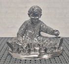 Vintage 2004 Michael Ricker Pewter  james  Boy With Blocks Signed W  Coa