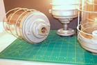 Set Ww-ii Vintage Industrial Lamps Steber C-145 Cage Jelly Jar Lights